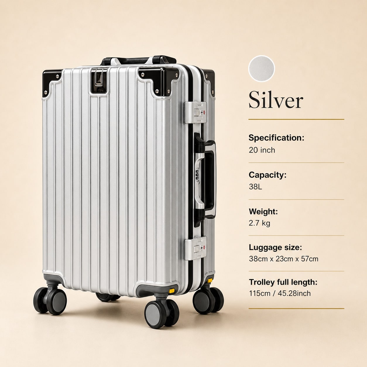 Aluminum Frame Carry On Luggage - Valigia da cabina approvata dalle compagnie