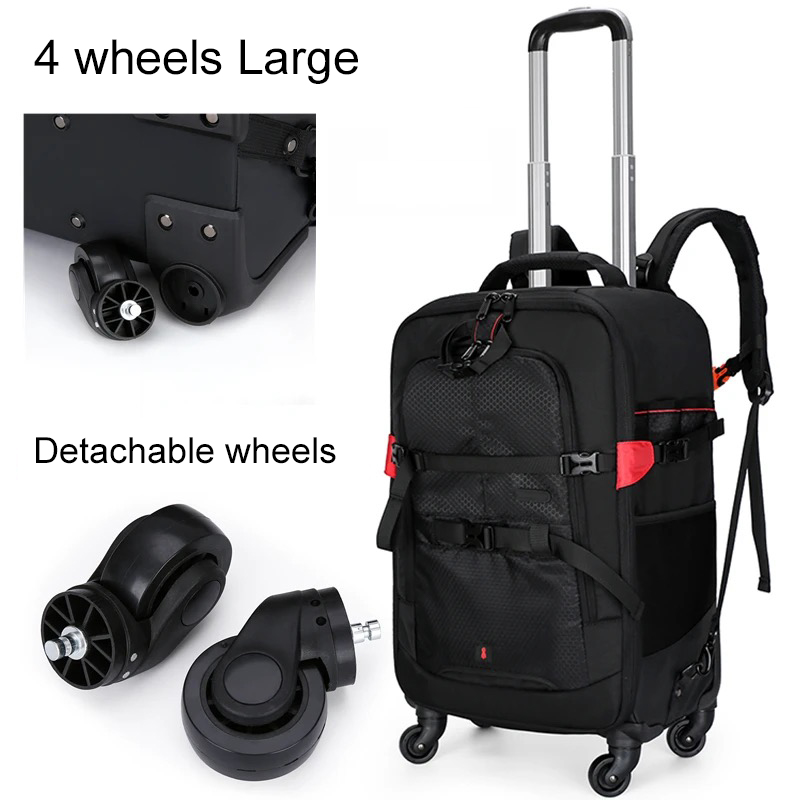 Foldable Rolling Luggage Bag - Zaino fotografico professionale con trolley, borsa