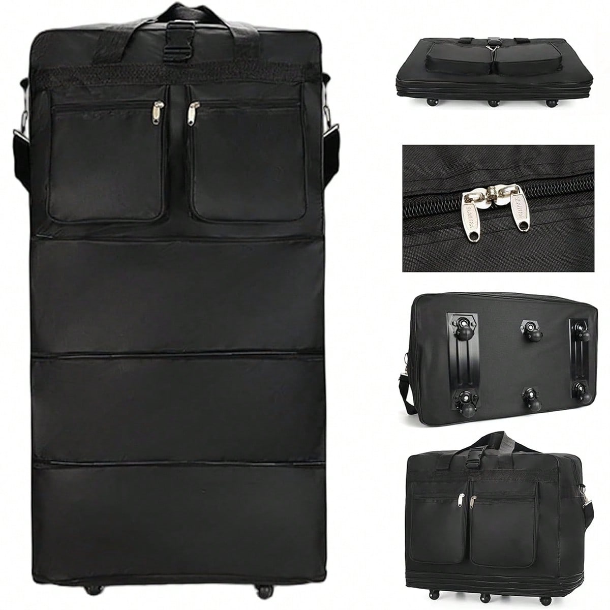 Borsa da viaggio nera con ruot - Foldable Rolling Luggage Bag recensione e prezzo